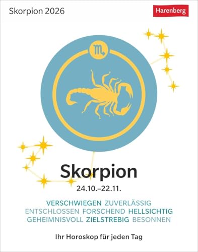 Skorpion Sternzeichenkalender 2026 - Tagesabreißkalender - Ihr Horoskop für jeden Tag: Tischkalender 2026 mit täglichem Horoskop. Kleiner Kalender mit ... die Sterne (Sternzeichenkalender Harenberg) von Harenberg
