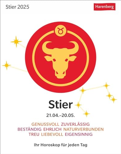 Stier Sternzeichenkalender 2025 - Tagesabreißkalender - Ihr Horoskop für jeden Tag: Tischkalender 2025 mit täglichem Horoskop. Kleiner Kalender mit ... die Sterne (Sternzeichenkalender Harenberg)