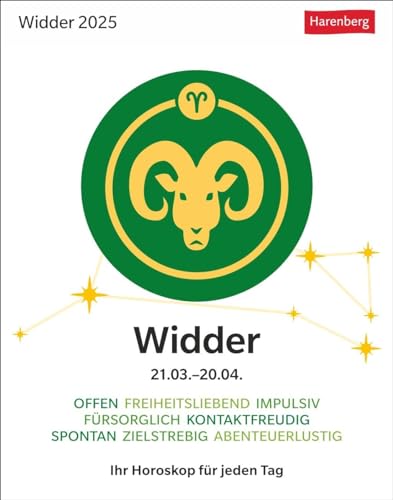 Widder Sternzeichenkalender 2025 - Tagesabreißkalender - Ihr Horoskop für jeden Tag: Tischkalender 2025 mit täglichem Horoskop. Kleiner Kalender mit ... die Sterne (Sternzeichenkalender Harenberg)