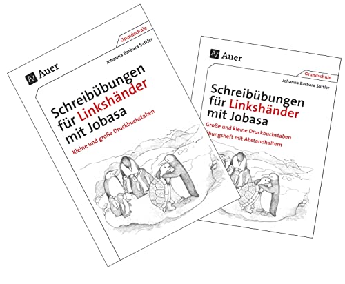 Schreibübungen für Linkshänder mit Jobasa-Set: Kleine und große Druckbuchstaben, Begeitheft ST08013, Übungsheft 08439 mit Abstandhalter (1. Klasse) von Auer Verlag i.d.AAP LW