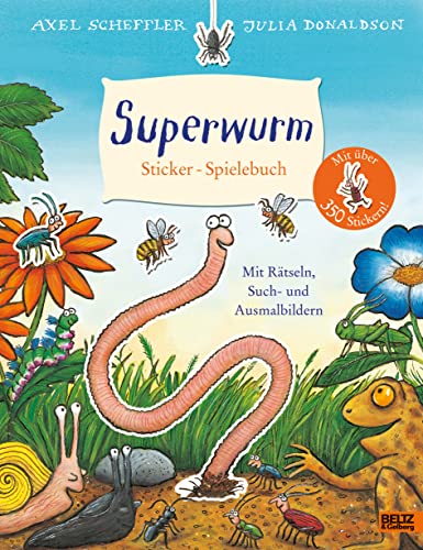 Superwurm. Sticker-Spielebuch: Mit Rätseln, Such- und Ausmalbildern und über 350 Stickern