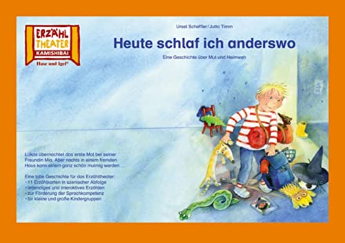 Kamishibai: Heute schlaf ich anderswo: Eine Geschichte über Mut und Heimweh. 11 Bildkarten für das Erzähltheater von Hase und Igel