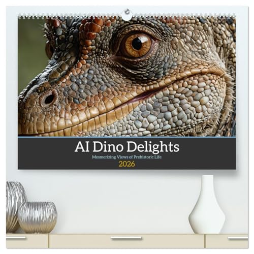 AI Dino Delights Mesmerizing Views of Prehistoric Life (High Quality Premium Wall Calendar 2026 DIN A2 landscape),CALVENDO 12 Month Wall Calendar: ... Brachiosaurus, Mosasaurus, and Stegosaurus. von Calvendo