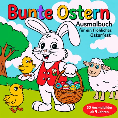 Buntes Ostern - Ausmalbuch ein fröhliches Osterfest ab 4 Jahren mit 50 Ausmalbildern von Independently published
