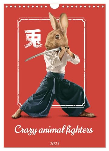 Crazy animal fighters (Wall Calendar 2025 DIN A4 portrait), CALVENDO 12 Month Wall Calendar: 12 funny, crazy, animal karate and kung fu fighters von Calvendo