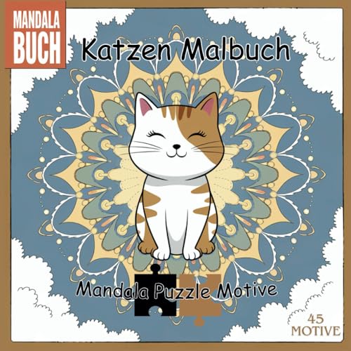 Katzen Malbuch Mandala: 45 Motive im Mandala Puzzle Stil zum ausmalen: Malen und Puzzle in einem. Gestalte dein individuelles Katzen Mandala von Independently published