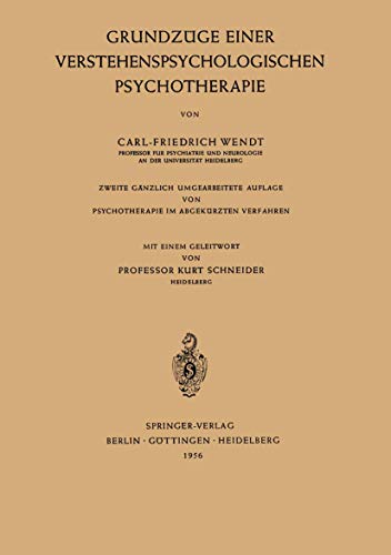 Grundzüge Einer Verstehenspsychologischen Psychotherapie von Springer