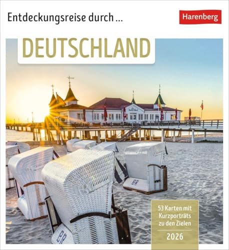 Entdeckungsreise durch Deutschland Postkartenkalender 2026 - 53 Karten mit Kurzporträts zu den Zielen: Wochen-Kalender mit 53 besonderen Orten. Stimmungsvolle Foto-Motive zum Aufhängen und Aufstellen von Harenberg