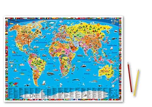 Erlebniskarte „Illustrierte politische Weltkarte“ Schreibunterlage von druckbunt