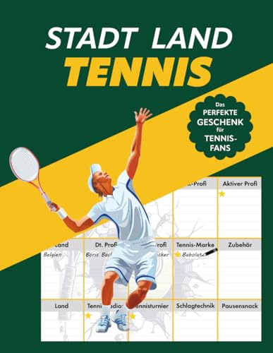 Stadt Land Tennis: Das perfektes Geschenk für alle Tennis-Fans. Mit vielen verschiedenen Kategorien zum Spielen und Rätseln auf 37 Seiten (DIN-A4, Seiten zum Ausschneiden) von Manger Media