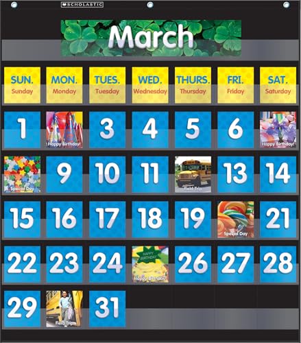 Scholastic SC583866 Monthly Calendar- Black Pocket Chart