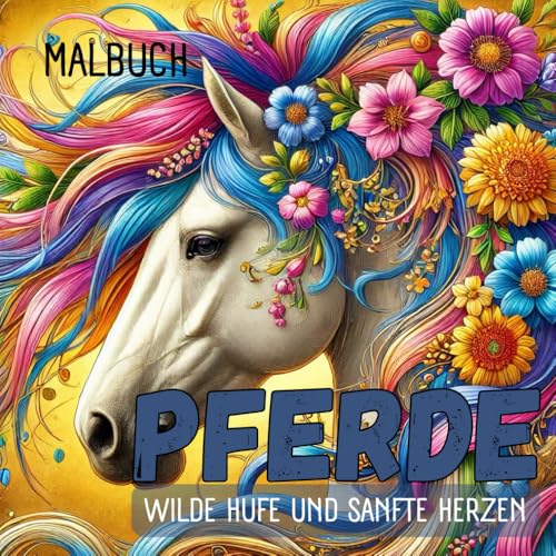 Pferde - Wilde Hufe und Sanfte Herzen: Ein Malbuch für kleine und große Künstler mit zauberhaften Pferdemotiven – von einfachen bis detailreichen Designs. von Independently published