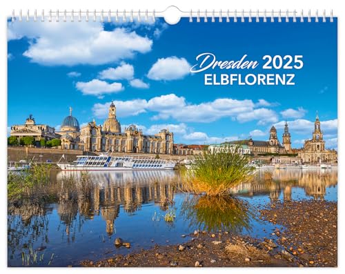 Kalender Dresden Elbflorenz 2025: | 40 x 30 cm | schwarzes Kalendarium von K4Verlag