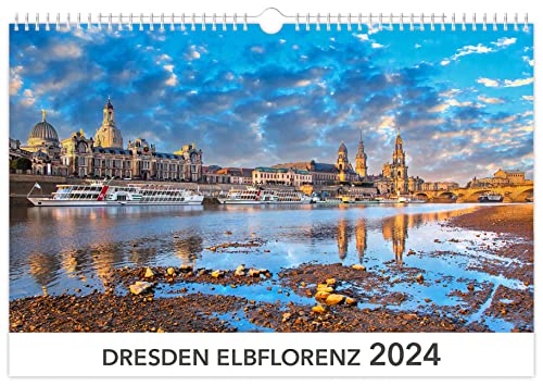 Kalender Dresden Elbflorenz 2024: | 45 x 30 cm | weißes Kalendarium von K4Verlag
