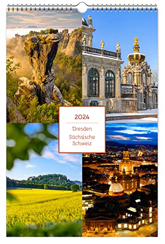 Kalender Dresden und Sächsische Schweiz 2024 | 20 x 30 cm | weißes Kalendarium von K4Verlag