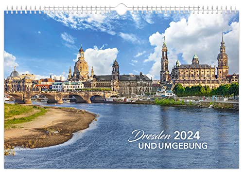 Kalender Dresden und Umgebung 2024: | 45 x 30 cm | weißes Kalendarium