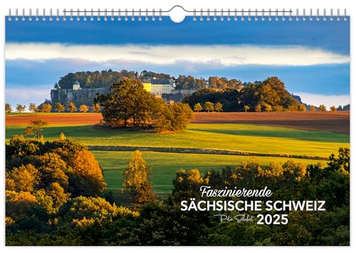 Kalender Faszinierende Sächsische Schweiz 2025 XXL | 60 x 40 cm | schwarzes Kalendarium
