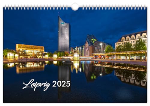 Kalender Leipzig 2025: | 30 x 20 cm | weißes Kalendarium von K4Verlag