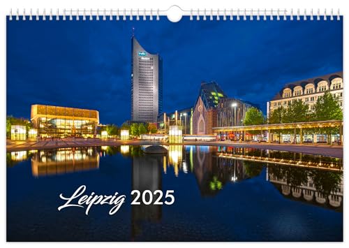 Kalender Leipzig 2025: | 45 x 30 cm | weißes Kalendarium von K4Verlag