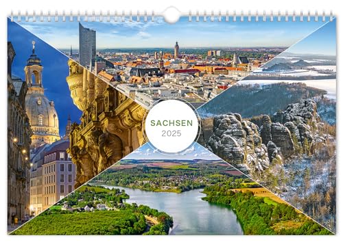 Kalender Sachsen 2025 | 30 x 20 cm | weißes Kalendarium
