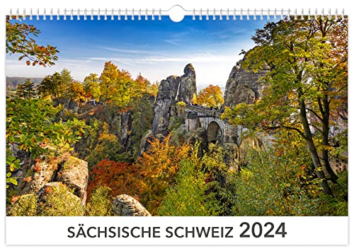 Kalender Sächsische Schweiz 2024: | 45 x 30 cm | weißes Kalendarium von K4Verlag
