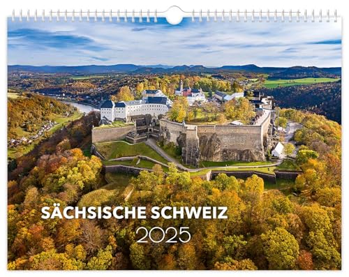 Kalender Sächsische Schweiz 2025: | 40 x 30 cm | schwarzes Kalendarium