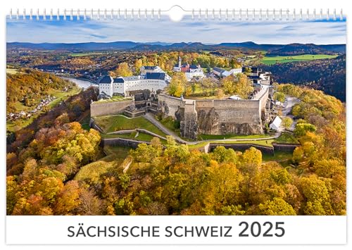 Kalender Sächsische Schweiz 2025: | 45 x 30 cm | weißes Kalendarium von K4Verlag