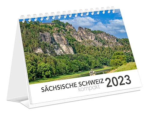 Kalender Sächsische Schweiz kompakt 2023 | 21 x 15 cm Tischkalender | weißes Kalendarium von K4Verlag