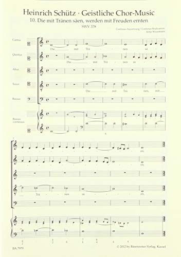 Die mit Tränen säen, werden mit Freuden ernten SWV 378 -Motette- (Nr. 10 aus ""Geistliche Chor-Music""). Chorpartitur, Urtextausgabe