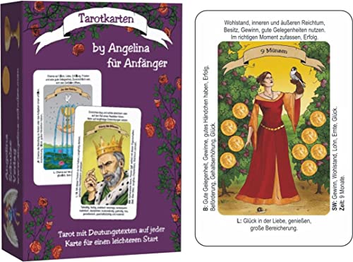 Tarotkarten by Angelina für Anfänger: Tarot mit Deutungstexten auf jeder Karte für einen leichteren Start von Schulze, Angelina