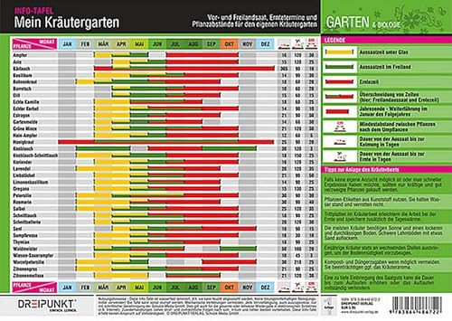 Mein Kräutergarten: Vor- und Freilandsaat, Erntetermine und Pflanzabstände für den eigenen Kräutergarten