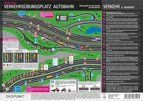 Verkehrsübungsplatz Autobahn: Übungs- und Erklärungstafel für Verkehrssituationen auf Autobahnen