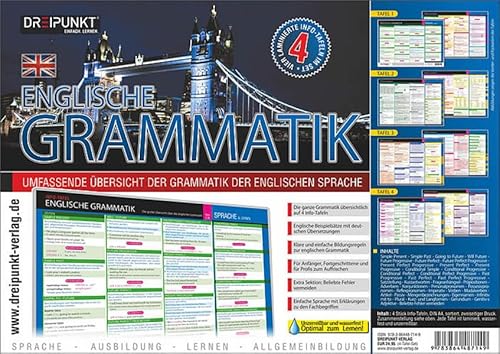 Info-Tafel-Set Englische Grammatik: Umfassende Übersicht der Grammatik der englischen Sprache: 4 zweiseitige Info-Tafeln im Set