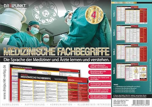 Info-Tafel-Set Medizinische Fachbegriffe: Die Sprache der Mediziner und Ärzte lernen und verstehen: Liste von Fachbegriffen aus dem medizinischen Bereich von A - Z. Vier Info-Tafeln im Set.