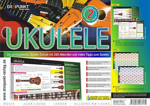 Info-Tafel-Set Ukulele: Die umfangreiche Ukulele-Schule mit 288 Akkorden und vielen Tipps zum Spielen