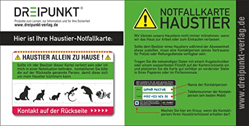 Notfallkarte 'Haustier': PVC-Karte im Scheckkartenformat für die Brieftasche von Dreipunkt Verlag