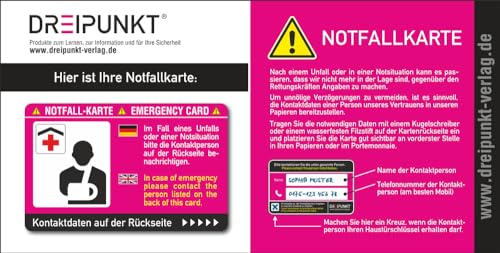 Notfallkarte: PVC-Karte im Scheckkartenformat für die Brieftasche von Dreipunkt Verlag