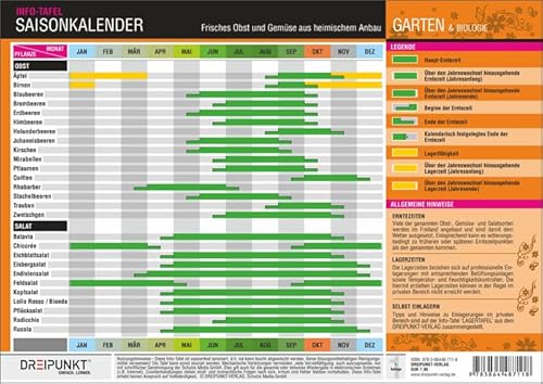 Saisonkalender: Frisches Obst und Gemüse aus heimischem Anbau.