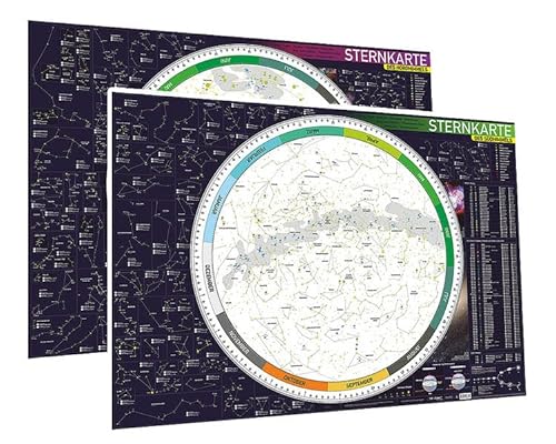 Sternkarten-Set (Nord- und Südhimmel): Zwei große Sternkarten des Nord- bzw. Südhimmels im Format DIN A0 (ca. 118 x 84cm).