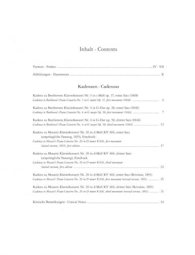 Cadenzas to Piano Concertos: by Beethoven (Opus 37, Opus 58) and Mozart (K466) von Ed. Peters Publications