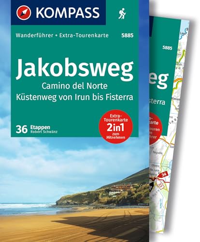 KOMPASS Wanderführer Jakobsweg Camino del Norte, 36 Etappen mit Extra-Tourenkarte: GPS-Daten zum Download