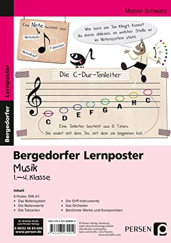 Lernposter Musik - 1.-4. Klasse: 6 Poster für den Klassenraum (Bergedorfer® Lernposter) von Persen Verlag i.d. AAP