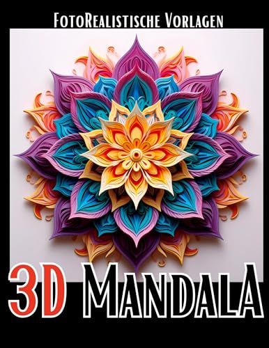 3D Mandala Malbuch „Black & White“: 3D Mandalas auf weißen und schwarzen Hintergründen. Wunderschön & individuell. Malbuch Mandala. (Black Midnight- Mandala)