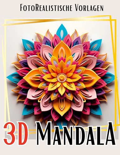 3D Mandala Malbuch „Black & White“: Wunderschöne 3D Mandalas auf weißen und schwarzen Hintergründen. 3D Malbuch Mandala. (Black Midnight- Mandala)