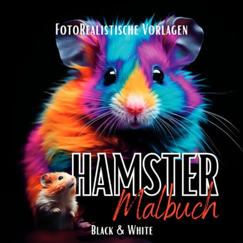 Malbuch Hamster „Fotorealistisch“.: Hamster Malbuch mit wunderschönen Vorlagen auf weißen & schwarzen Hintergründen. Hamstermalbuch. Schwarzes ... Schwarzes Malbuch. (Black Midnight- Animals) von epubli