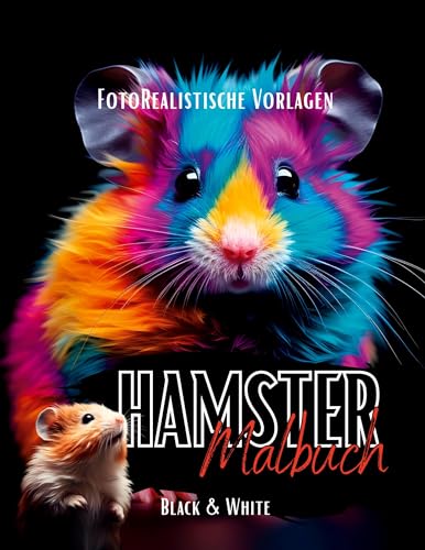 Malbuch Hamster „Fotorealistisch“.: Hamster Malbuch mit wunderschönen Vorlagen auf weißen & schwarzen Hintergründen. Hamstermalbuch. Schwarzes Malbuch. (Black Midnight- Animals) von tredition