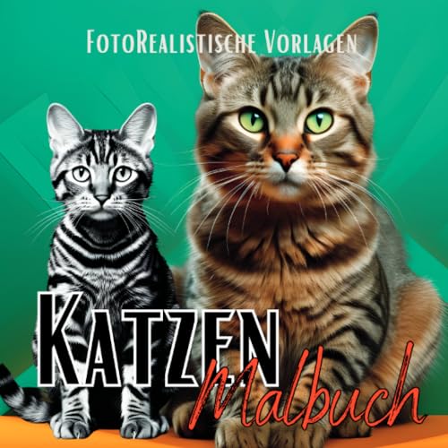 Malbuch Katze „Fotorealistisch“.: Katzen Malbuch mit wunderschönen Vorlagen auf weißen & schwarzen Hintergründen. Katzenmalbuch. Schwarzes Malbuch.: ... Schwarzes Malbuch. (Black Midnight- Animals)
