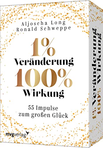 1 % Veränderung, 100 % Wirkung: 55 Impulse zum großen Glück. Mit kleinen Schritten große Ziele erreichen. Das Kartendeck für mehr Erfolg und Zufriedenheit in Beruf und Privatleben 1 % Veränderung, 100 % Wirkung: 55 Impulse zum großen Glück. Mit kleinen Schritten große Ziele erreichen. Das Kartendeck für mehr Erfolg und Zufriedenheit in Beruf und Privatleben