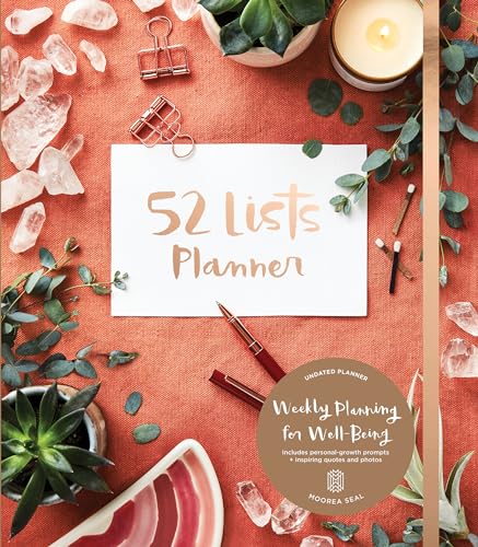 52 Lists Planner Undated 12-month Monthly/Weekly Spiralbound Planner with Pocket (Coral Crystal): Includes Prompts for Well-Being, Reflection, Personal Growth, and Daily Gratitude