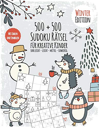 Jahreszeiten Sudoku Buch für kreative Kinder: Rätselspaß für Jungs und Mädchen - Sudokubuch mit 500 Zahlen und Symbol Sudokus - Schwierigkeit sehr ... Lösungen und PDF Vorlagen - Winter Edition